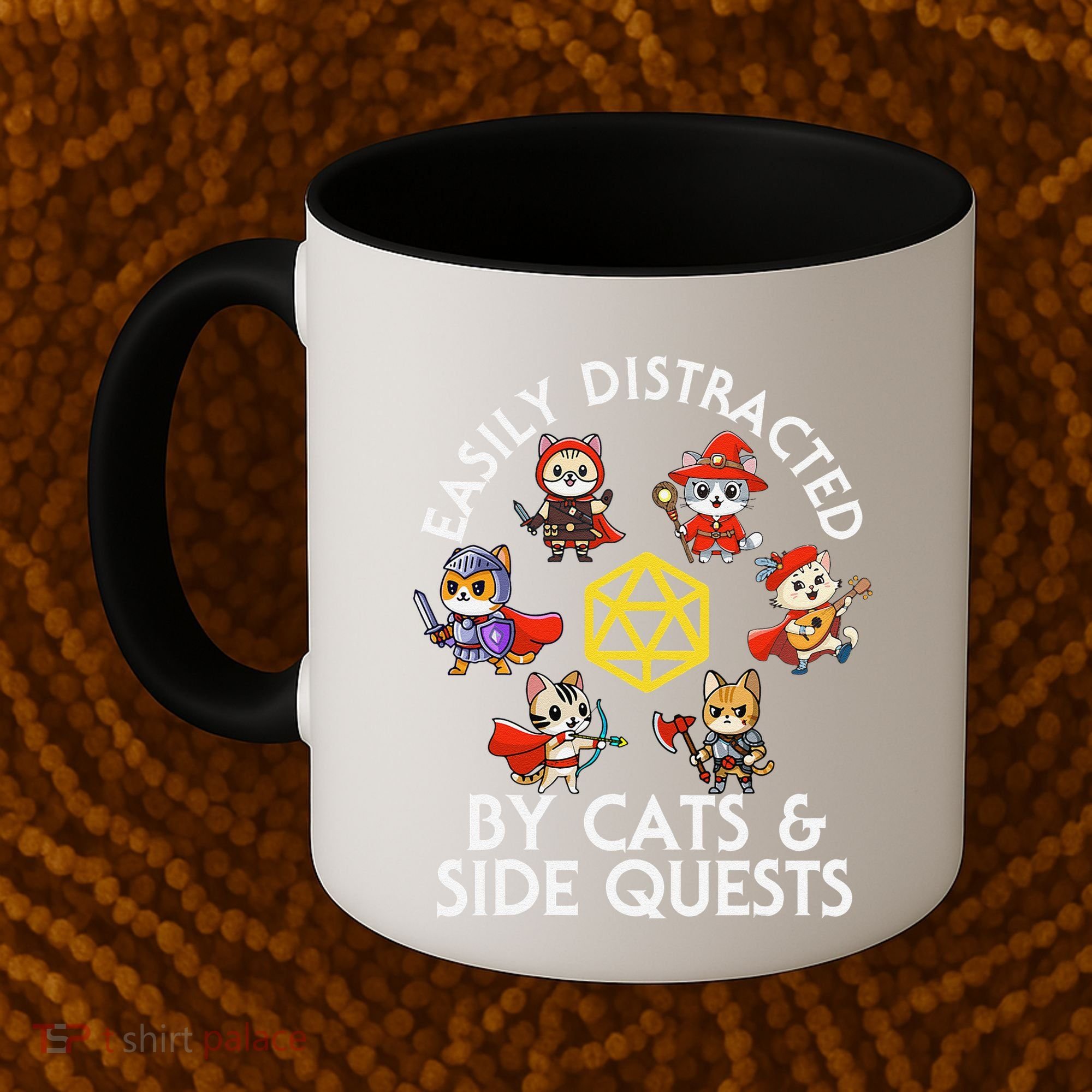 Rpg Gamer Cats Side Quests D20 Dice Nerdy Cat Coffee Mug