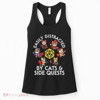Rpg Gamer Cats Side Quests D20 Dice Nerdy Cat Women's Tank Top thumb 0