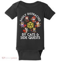 Rpg Gamer Cats Side Quests D20 Dice Nerdy Cat Baby Bodysuit thumb 0