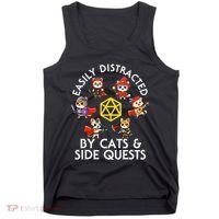 Rpg Gamer Cats Side Quests D20 Dice Nerdy Cat Tank Top thumb 0