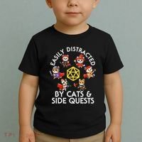 Rpg Gamer Cats Side Quests D20 Dice Nerdy Cat Toddler T-Shirt thumb 2