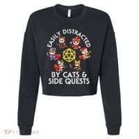 Rpg Gamer Cats Side Quests D20 Dice Nerdy Cat Cropped Pullover Crew thumb 0
