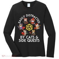 Rpg Gamer Cats Side Quests D20 Dice Nerdy Cat Women's Long Sleeve Shirt thumb 0