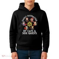 Rpg Gamer Cats Side Quests D20 Dice Nerdy Cat Kids Hoodie thumb 4