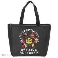 Rpg Gamer Cats Side Quests D20 Dice Nerdy Cat Tote Bag thumb 0