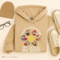 Rpg Gamer Cats Side Quests D20 Dice Nerdy Cat Hoodie thumb 4