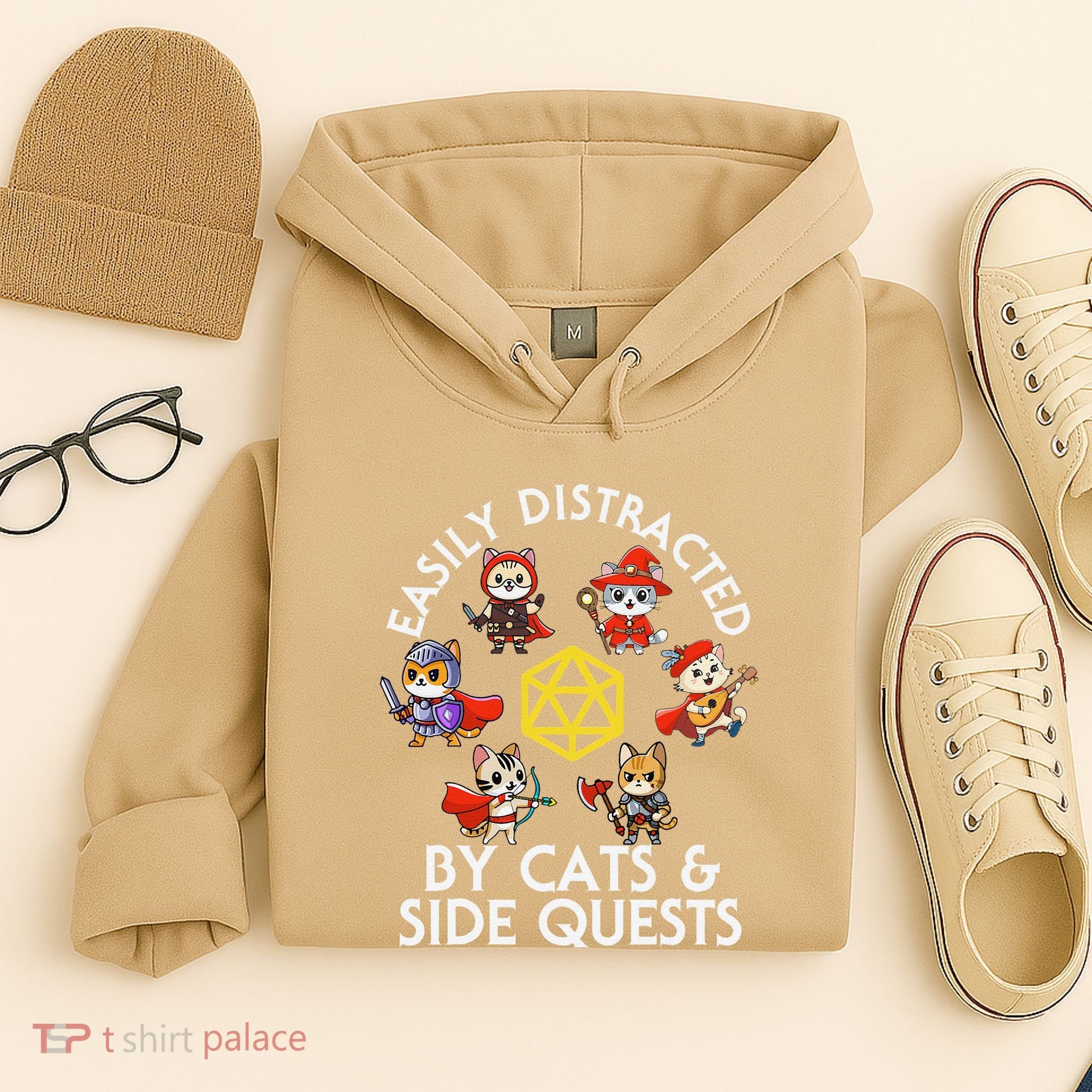 Rpg Gamer Cats Side Quests D20 Dice Nerdy Cat Hoodie