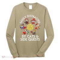 Rpg Gamer Cats Side Quests D20 Dice Nerdy Cat Long Sleeve Shirt thumb 0