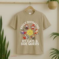 Rpg Gamer Cats Side Quests D20 Dice Nerdy Cat T-Shirt thumb 2