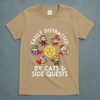 Rpg Gamer Cats Side Quests D20 Dice Nerdy Cat T-Shirt thumb 5