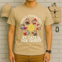 Rpg Gamer Cats Side Quests D20 Dice Nerdy Cat T-Shirt thumb 6