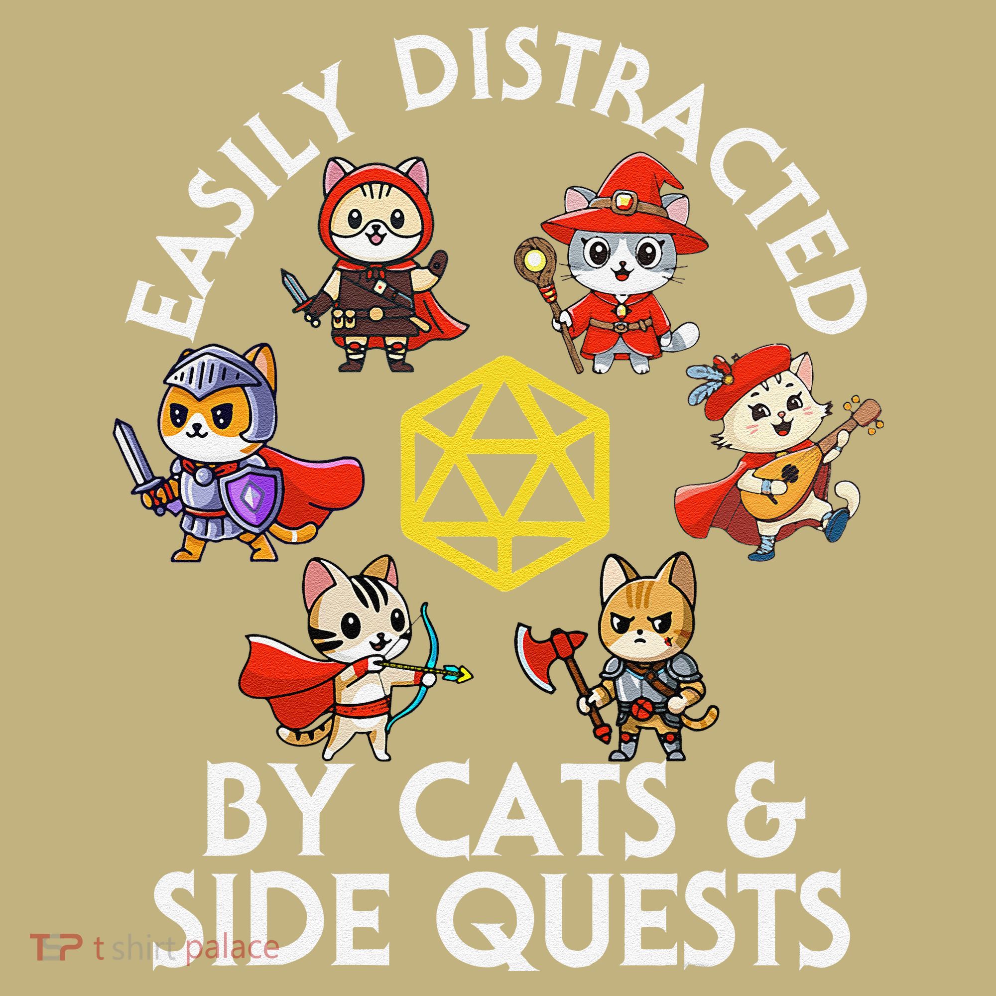 Rpg Gamer Cats Side Quests D20 Dice Nerdy Cat Mousepad