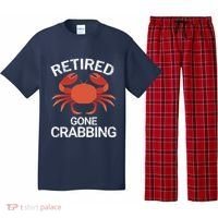 Retired Gone Crabbing Funny Crab Fishing Pajama Set thumb 0