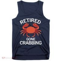 Retired Gone Crabbing Funny Crab Fishing Tank Top thumb 0