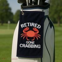 Retired Gone Crabbing Funny Crab Fishing Golf Towel thumb 2