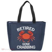 Retired Gone Crabbing Funny Crab Fishing Tote Bag thumb 0