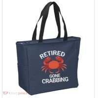 Retired Gone Crabbing Funny Crab Fishing Tote Bag thumb 2