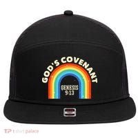 Rainbow God's Covenant Genesis 913 Bible Christian Lover 7 Panel Mesh Trucker Snapback Hat thumb 0