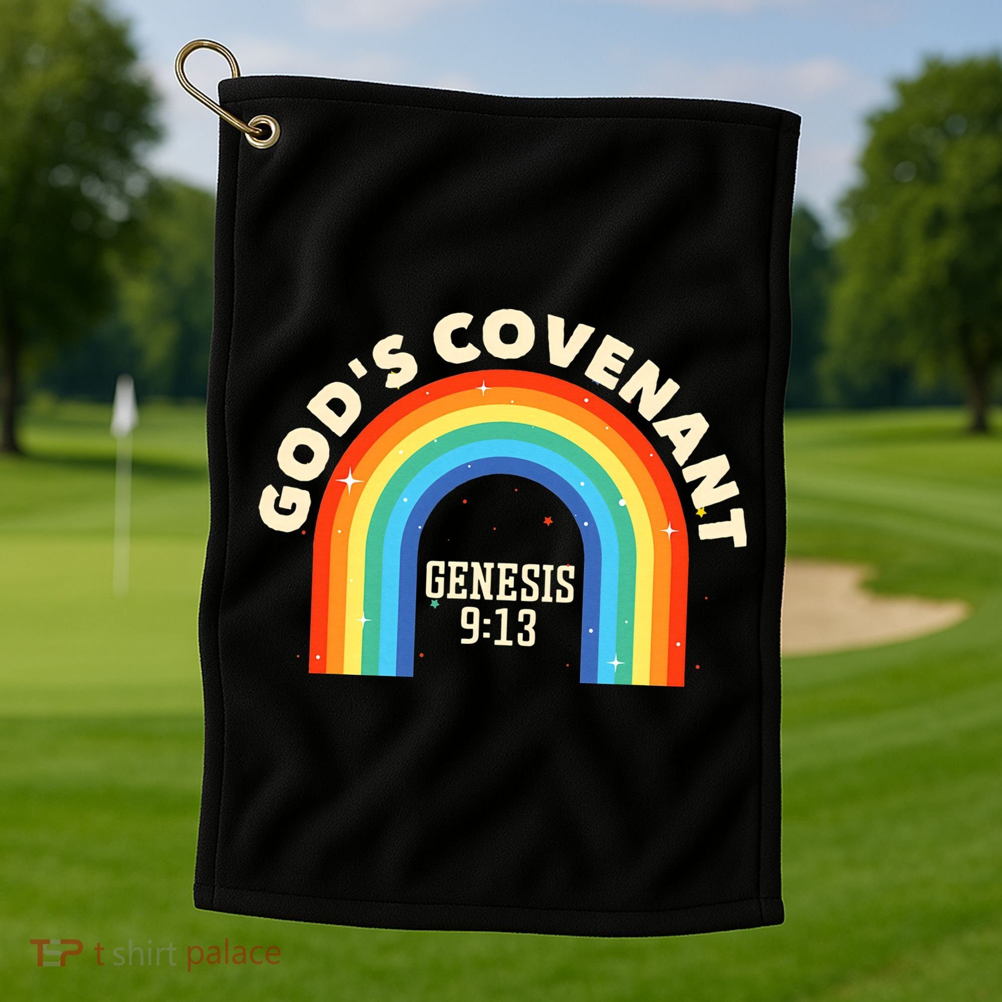 Rainbow God's Covenant Genesis 913 Bible Christian Lover Golf Towel