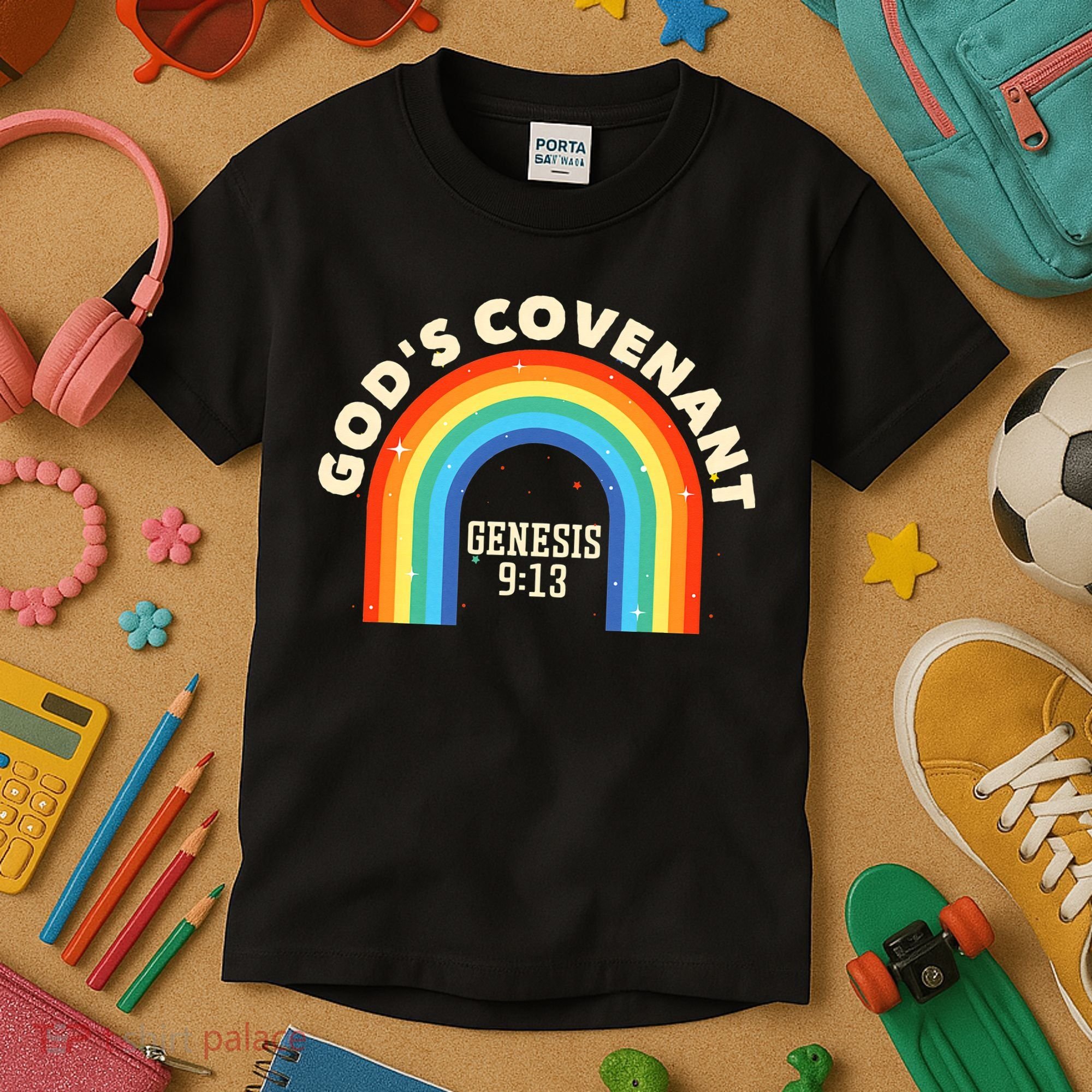 Rainbow God's Covenant Genesis 913 Bible Christian Lover Kids T-Shirt