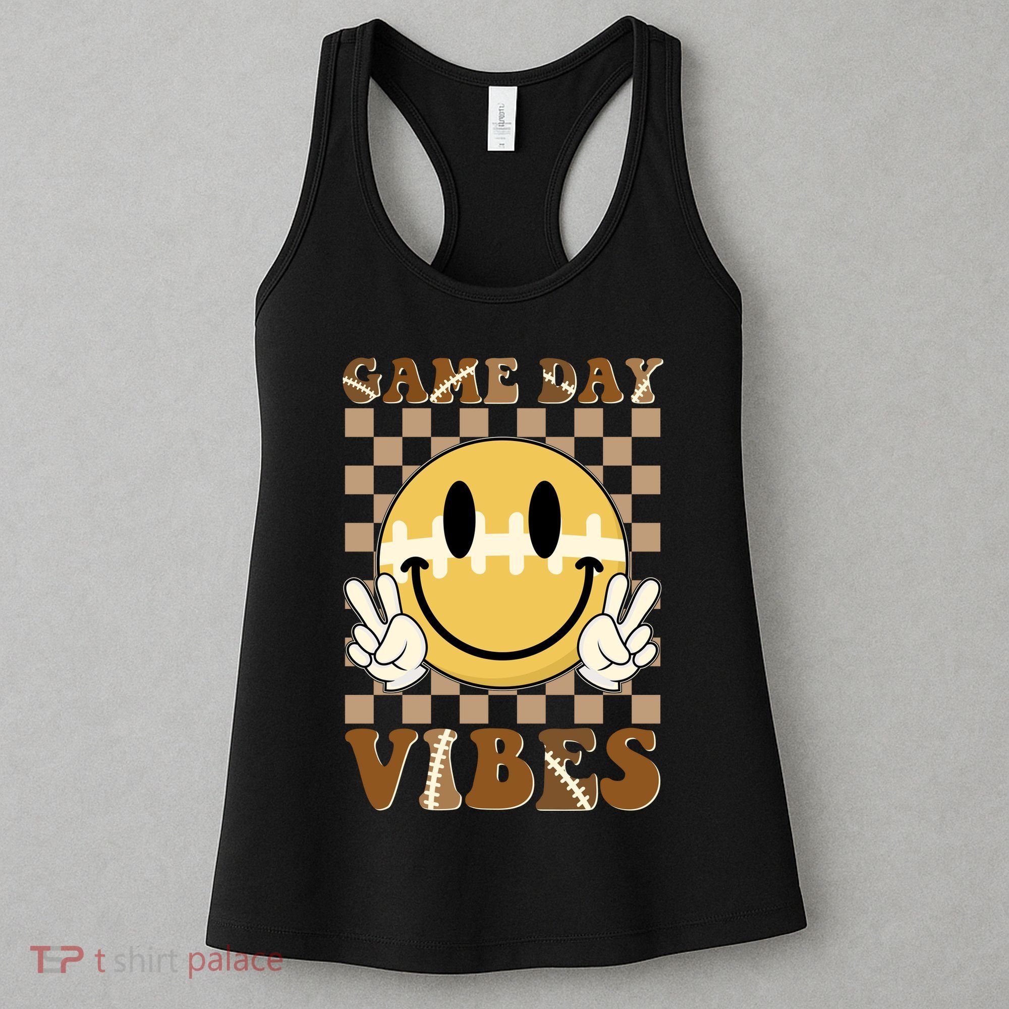 Retro Game Day Vibes Smiley Emoji Football Fan Women's Tank Top