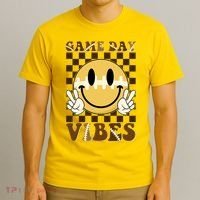 Retro Game Day Vibes Smiley Emoji Football Fan T-Shirt thumb 3