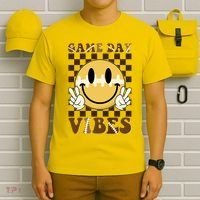 Retro Game Day Vibes Smiley Emoji Football Fan T-Shirt thumb 6