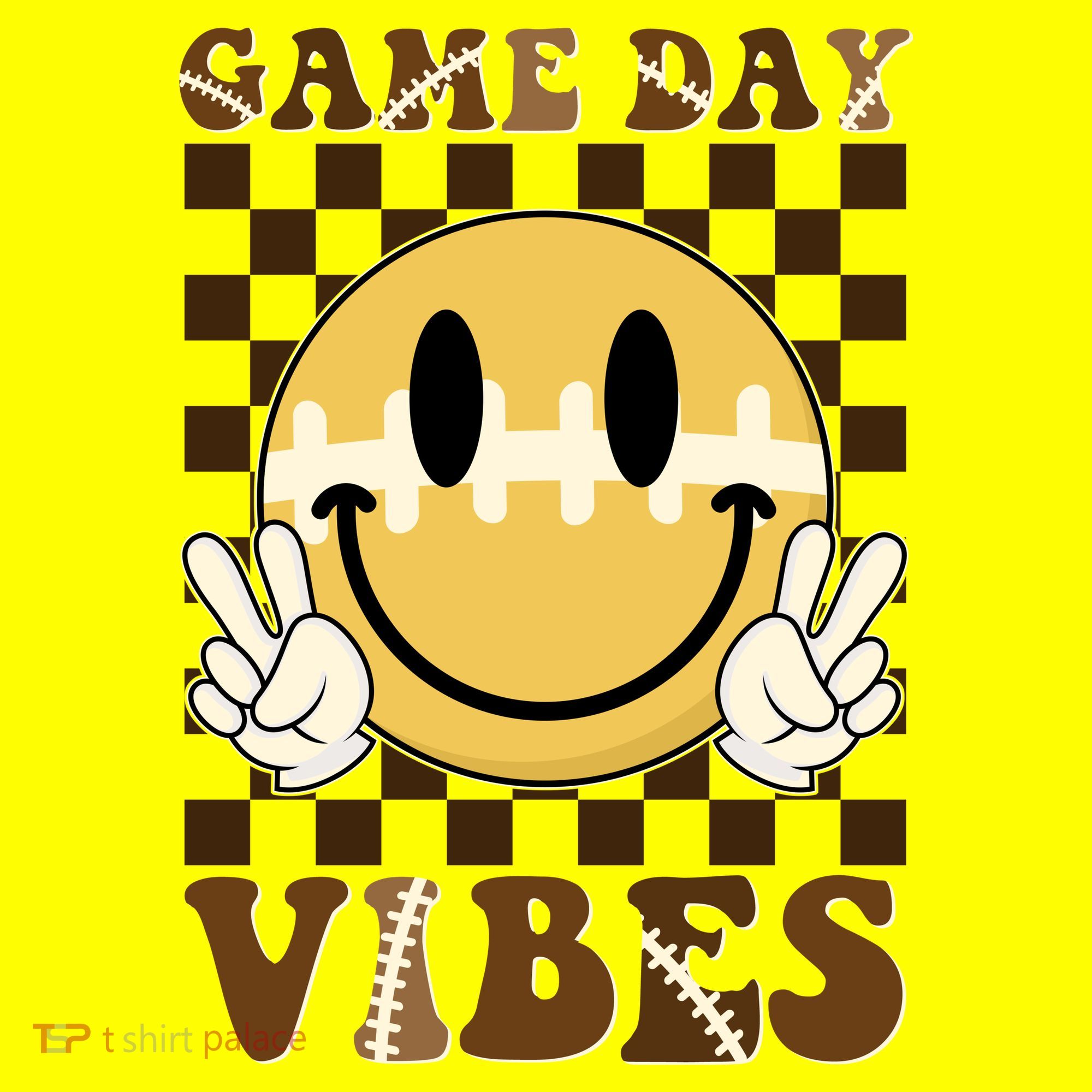 Retro Game Day Vibes Smiley Emoji Football Fan T-Shirt