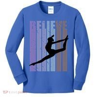 Retro Gymnast Dancing Dancer Gymnastics Girls Gift Kids Long Sleeve Shirt thumb 0