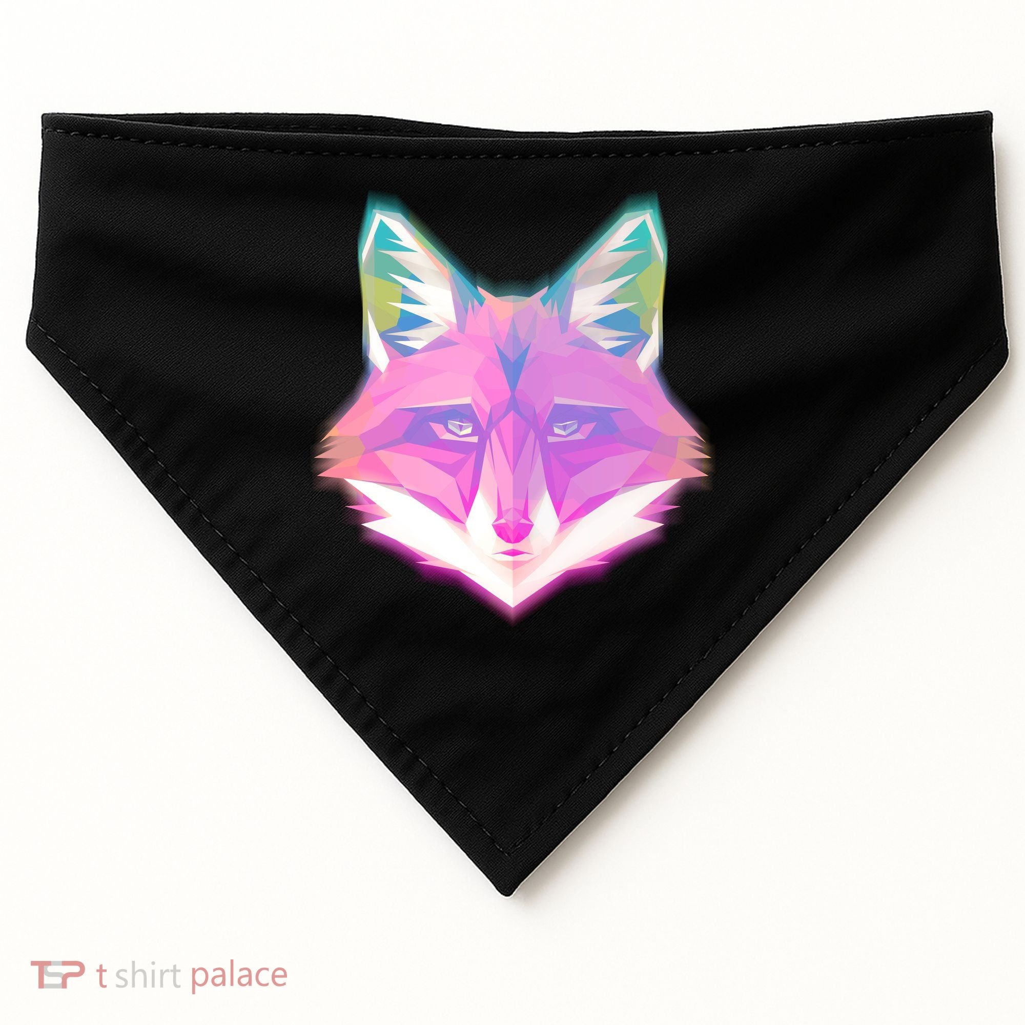 Retro Glowing Digital Polygon Fox USA-Made Doggie Bandana