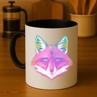 Retro Glowing Digital Polygon Fox Coffee Mug thumb 4