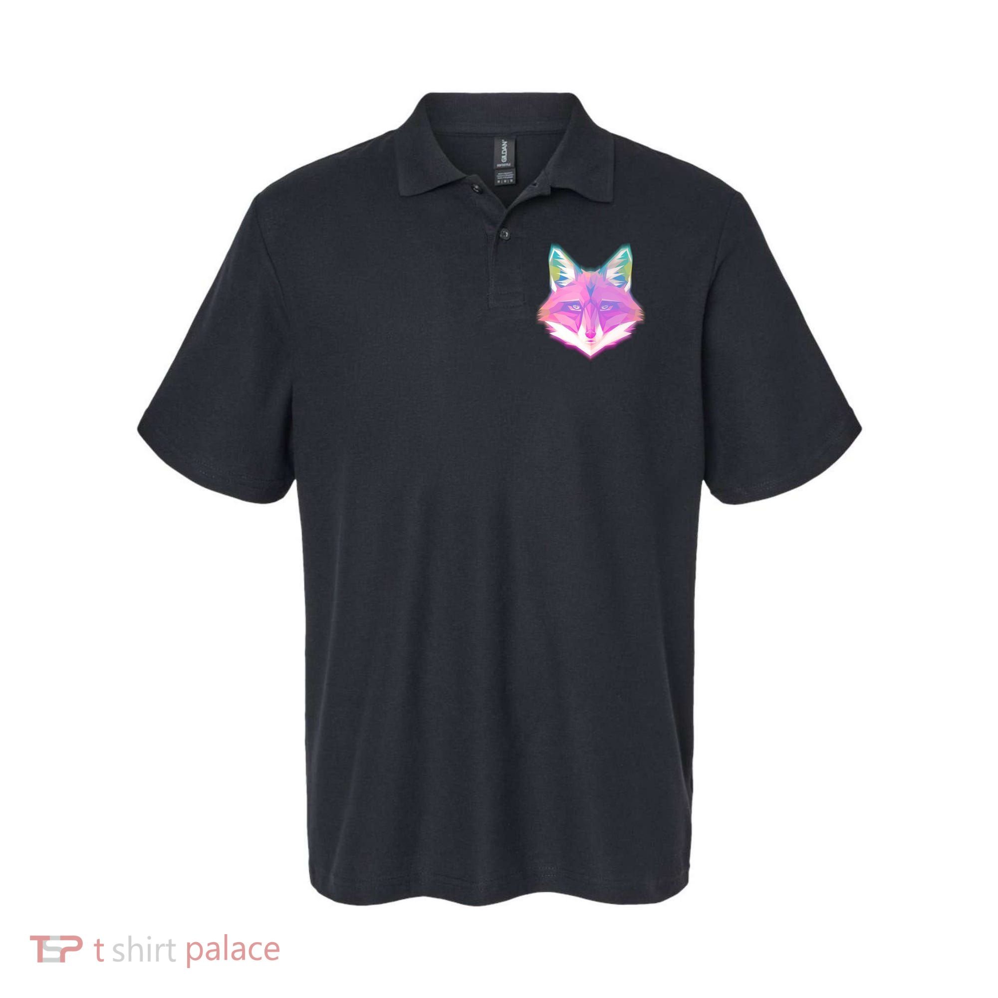 Retro Glowing Digital Polygon Fox Polo