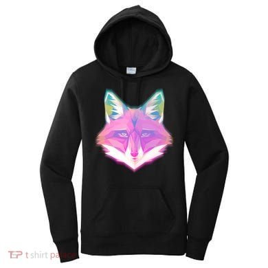 Retro Glowing Digital Polygon Fox Women's Hoodie