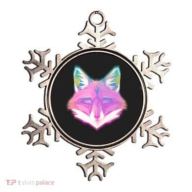 Retro Glowing Digital Polygon Fox Ornament