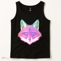 Retro Glowing Digital Polygon Fox Tank Top thumb 2