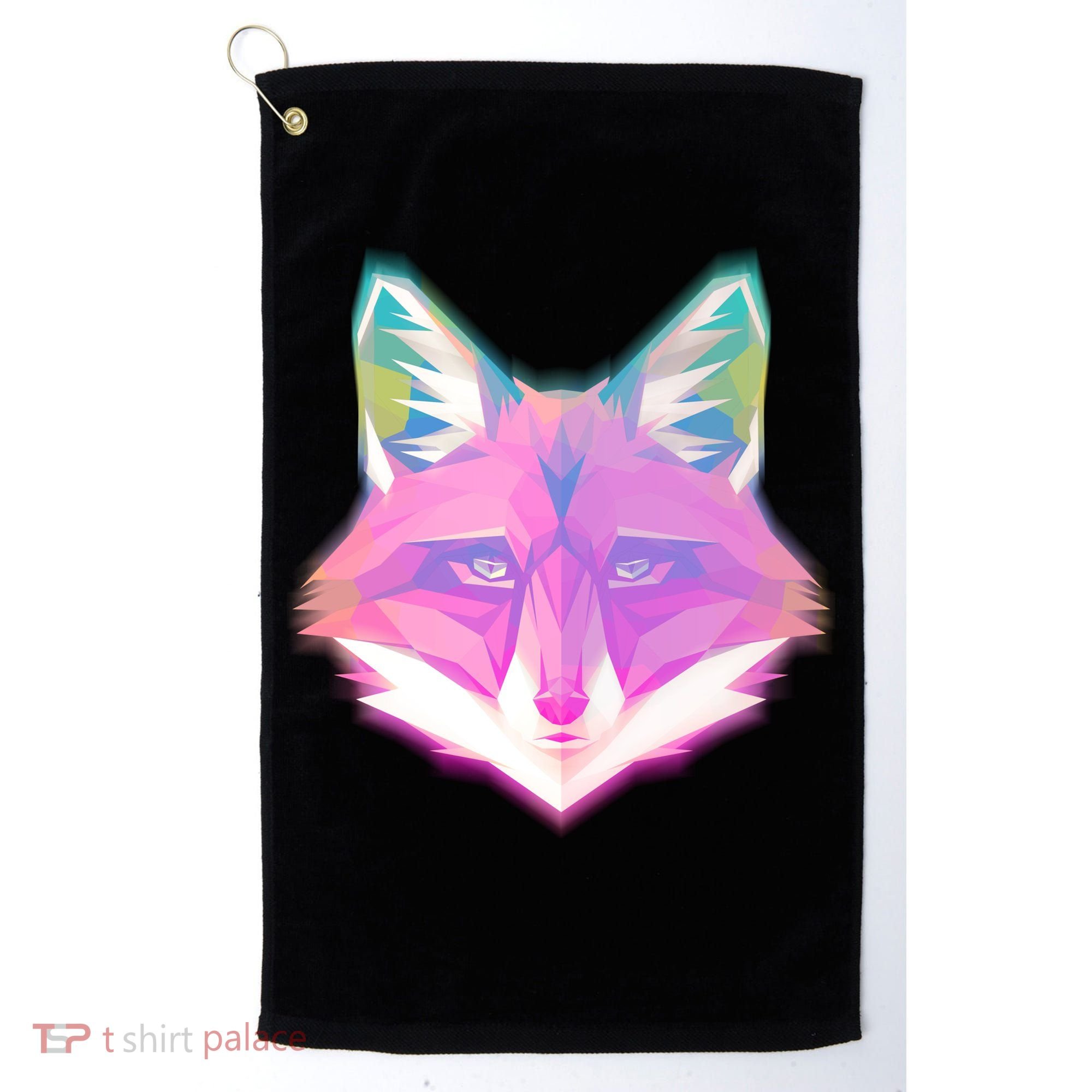 Retro Glowing Digital Polygon Fox Golf Towel
