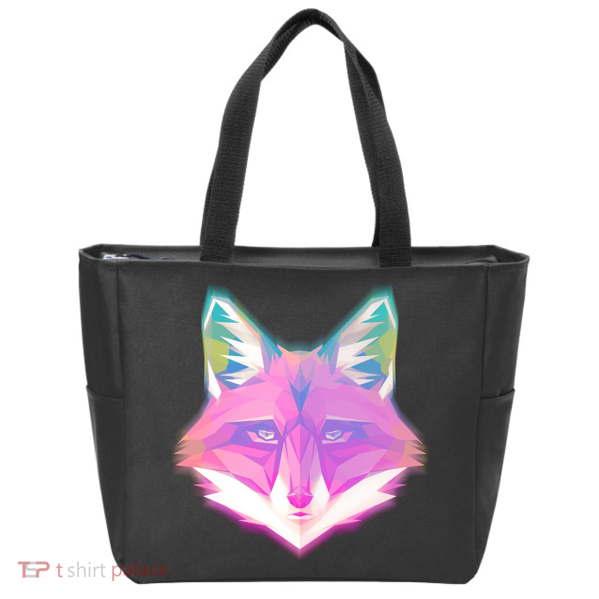 Retro Glowing Digital Polygon Fox Tote Bag