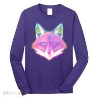 Retro Glowing Digital Polygon Fox Long Sleeve Shirt thumb 0