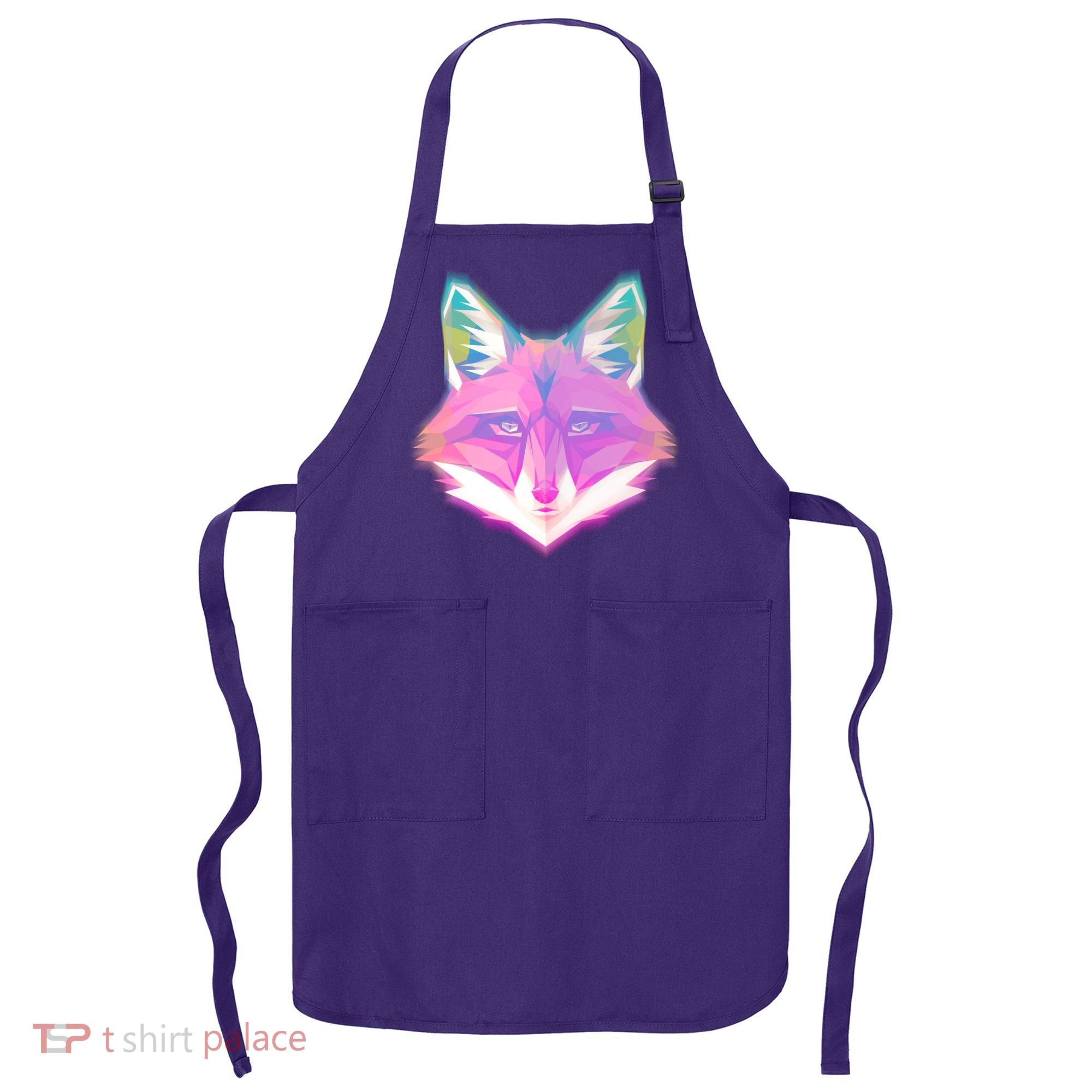 Retro Glowing Digital Polygon Fox Apron