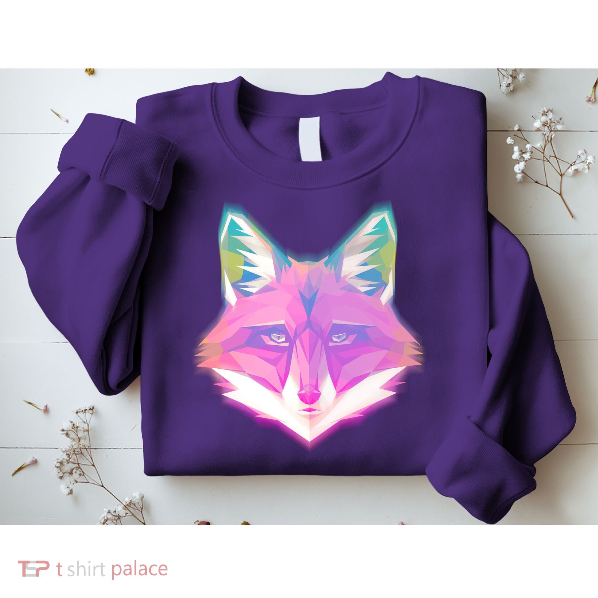 Retro Glowing Digital Polygon Fox Sweatshirt