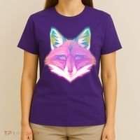 Retro Glowing Digital Polygon Fox T-Shirt thumb 4