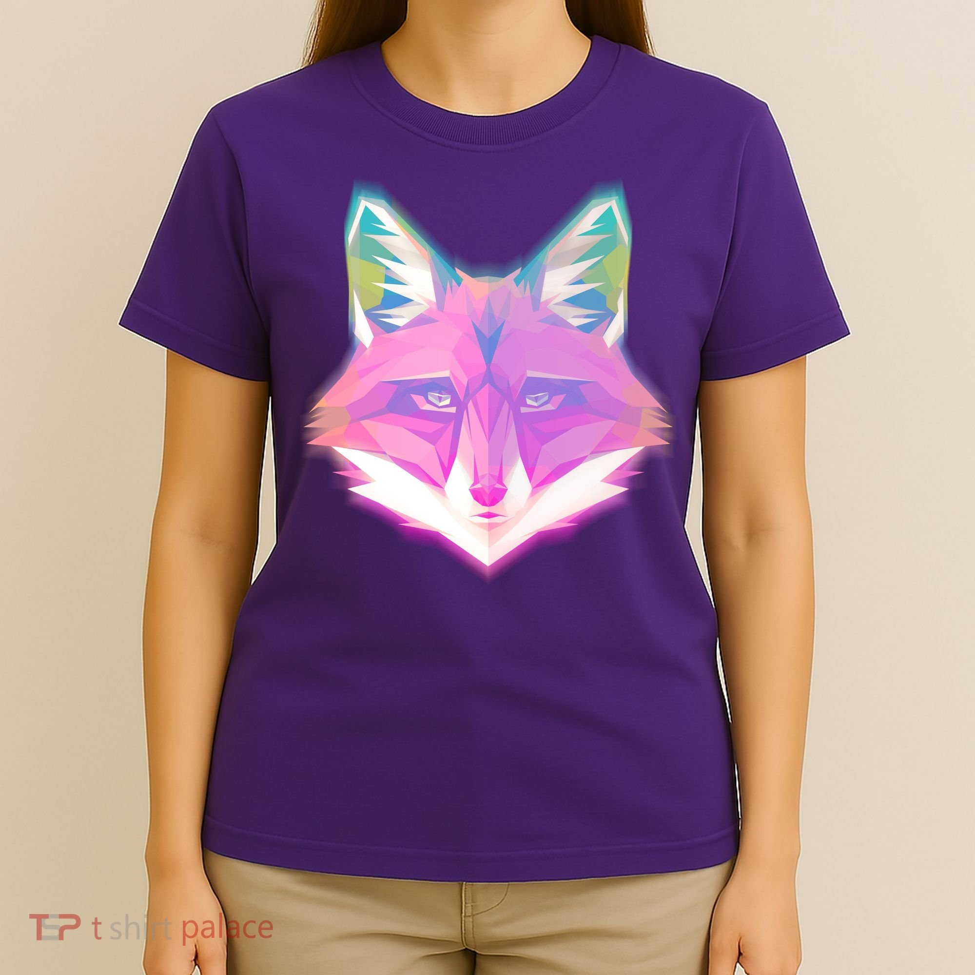 Retro Glowing Digital Polygon Fox T-Shirt