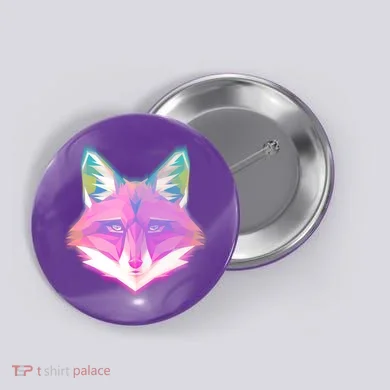 Retro Glowing Digital Polygon Fox Button