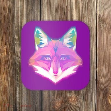 Retro Glowing Digital Polygon Fox Coaster