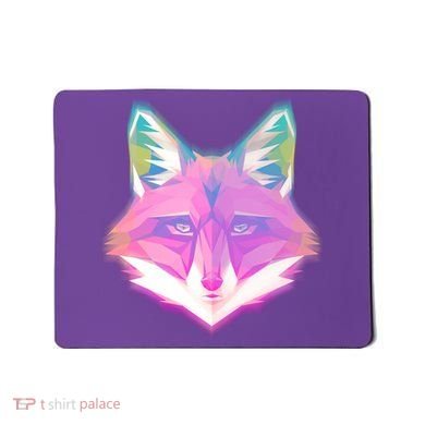Retro Glowing Digital Polygon Fox Mousepad