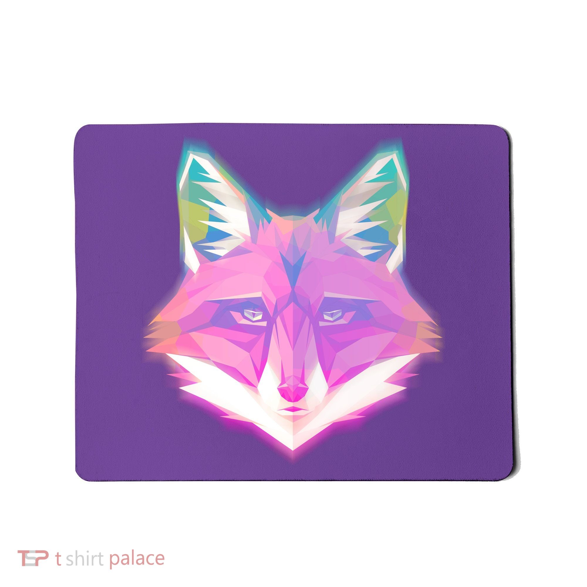 Retro Glowing Digital Polygon Fox Mousepad