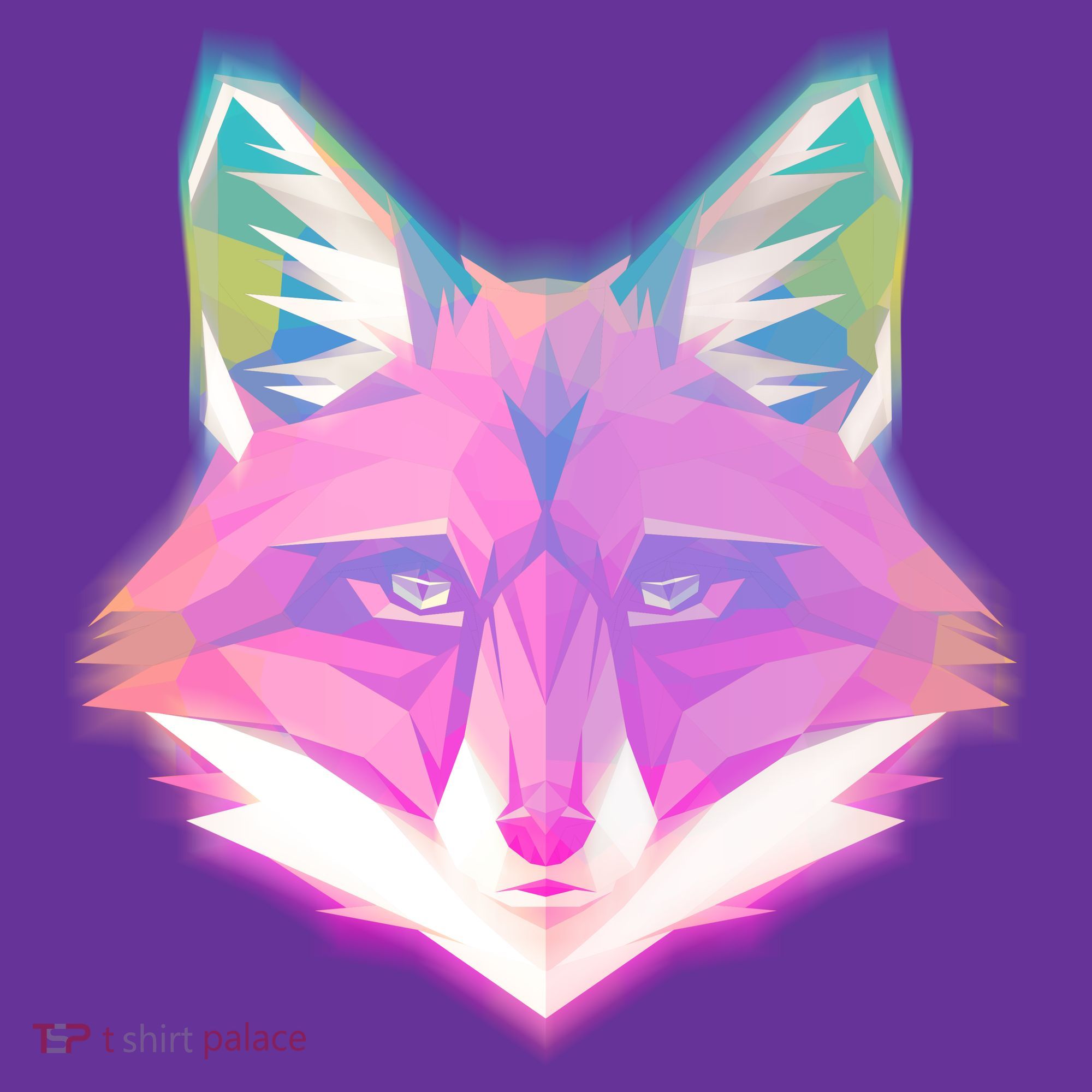 Retro Glowing Digital Polygon Fox Mousepad
