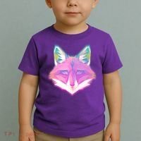 Retro Glowing Digital Polygon Fox Toddler T-Shirt thumb 2