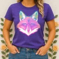 Retro Glowing Digital Polygon Fox Women's T-Shirt thumb 2