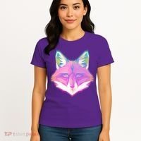 Retro Glowing Digital Polygon Fox Women's T-Shirt thumb 4